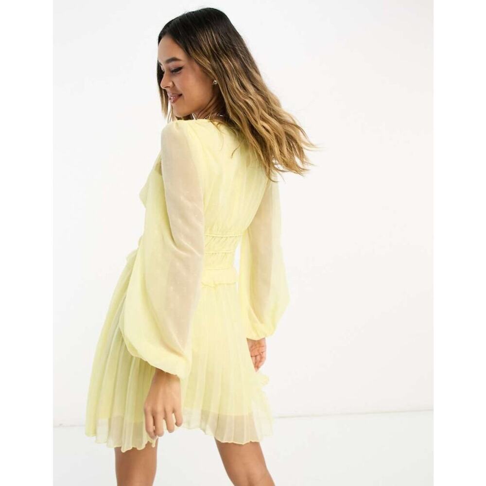 ASOS DESIGN Women's Button Through Ruched Waist Pleated Mini Dress Size 8 - Picture 3 of 11